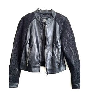 Blanc Noir Leather Lace Moto Jacket
